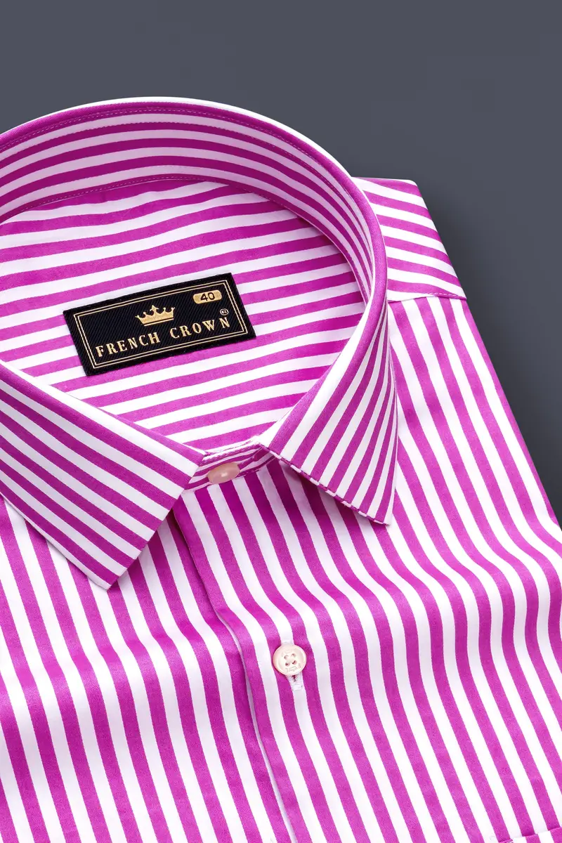 Rosavon-Purplish Pink And Bright White Candy Striped Subtle Sheen Super Soft Premium Cotton Dress Shirt 2