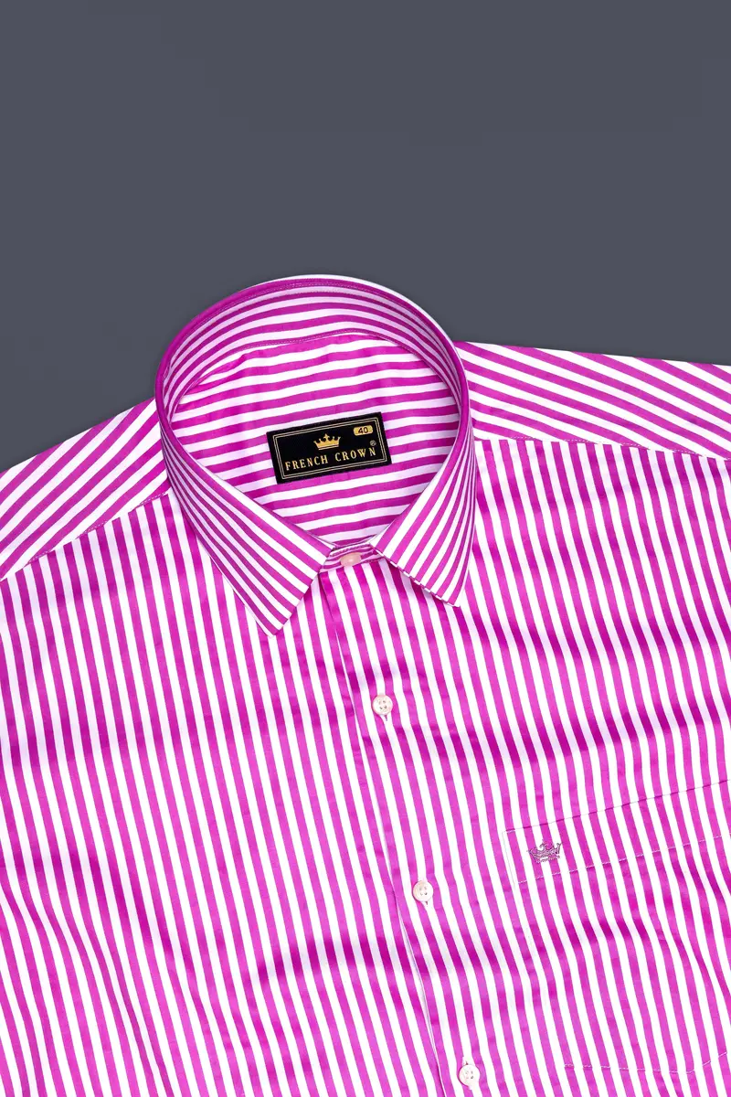 Rosavon-Purplish Pink And Bright White Candy Striped Subtle Sheen Super Soft Premium Cotton Dress Shirt 5