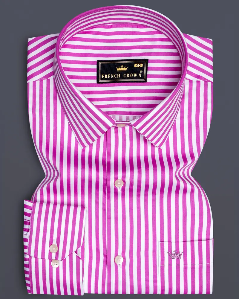 Rosavon-Purplish Pink And Bright White Candy Striped Subtle Sheen Super Soft Premium Cotton Dress Shirt 6