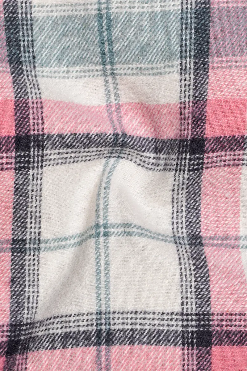 Rosavon-Thulian Pink And Vanilla Cream Plaid Heavyweight Premium Flannel Cotton Casual Shirt 3