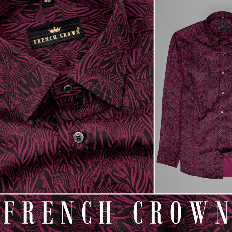 Rose Bud Cherry & Black Zebra Print Super Soft Premium Satin Shirt 10