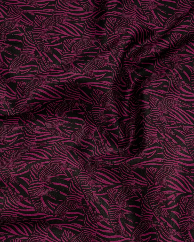 Rose Bud Cherry & Black Zebra Print Super Soft Premium Satin Shirt 2