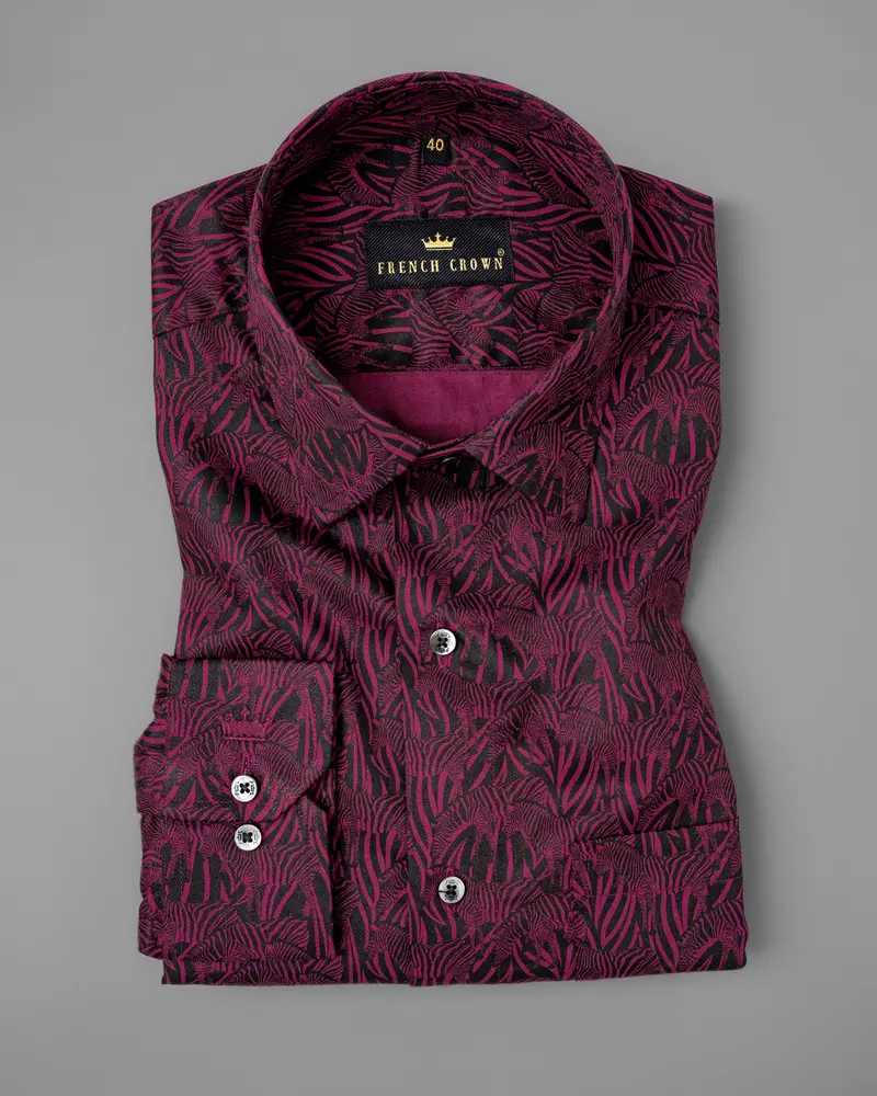 Rose Bud Cherry & Black Zebra Print Super Soft Premium Satin Shirt 3