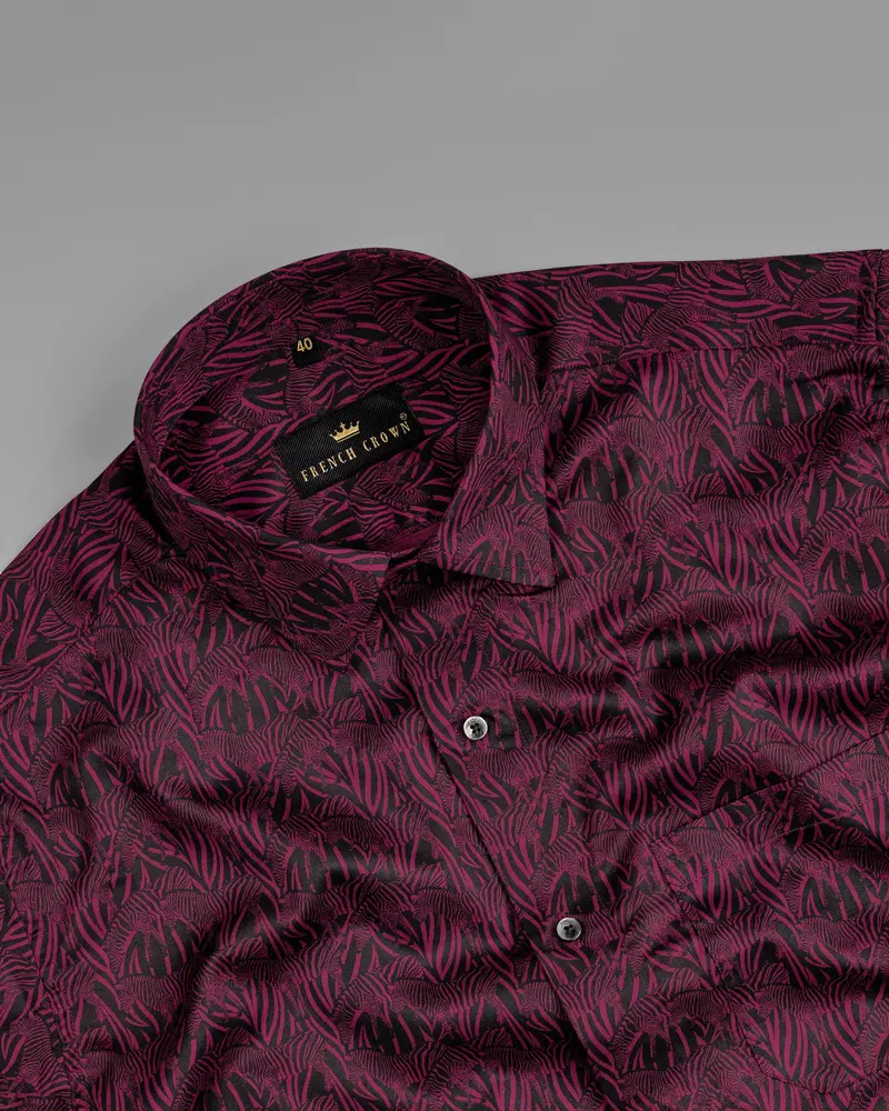 Rose Bud Cherry & Black Zebra Print Super Soft Premium Satin Shirt 4
