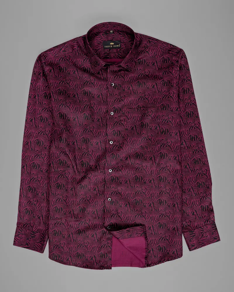 Rose Bud Cherry & Black Zebra Print Super Soft Premium Satin Shirt 5