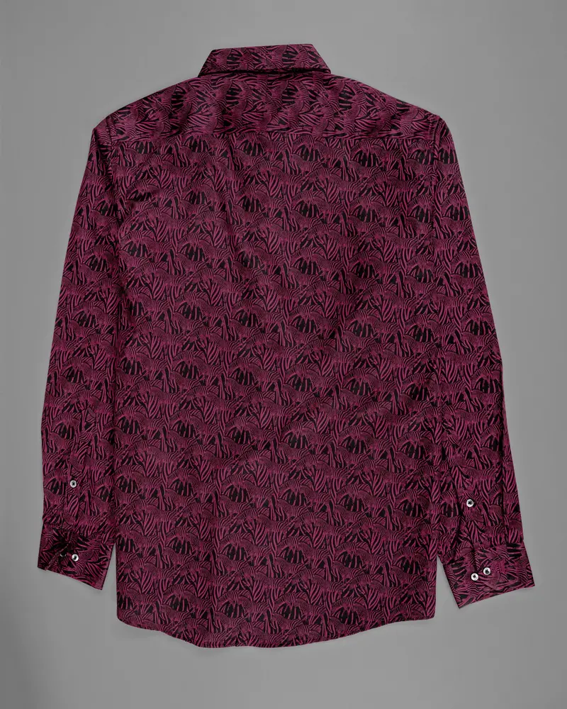 Rose Bud Cherry & Black Zebra Print Super Soft Premium Satin Shirt 6