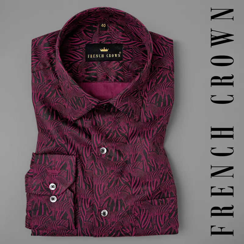 Rose Bud Cherry & Black Zebra Print Super Soft Premium Satin Shirt 7