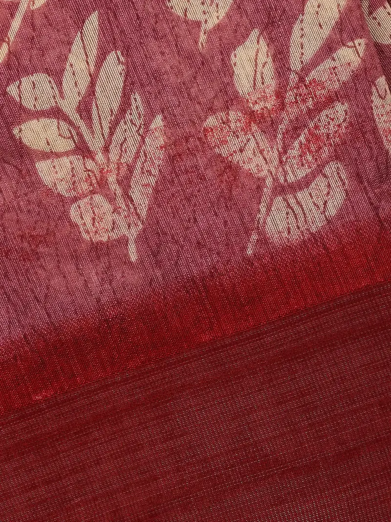 Rose Gold Leaf Printed Fancy Cotton Saree 2