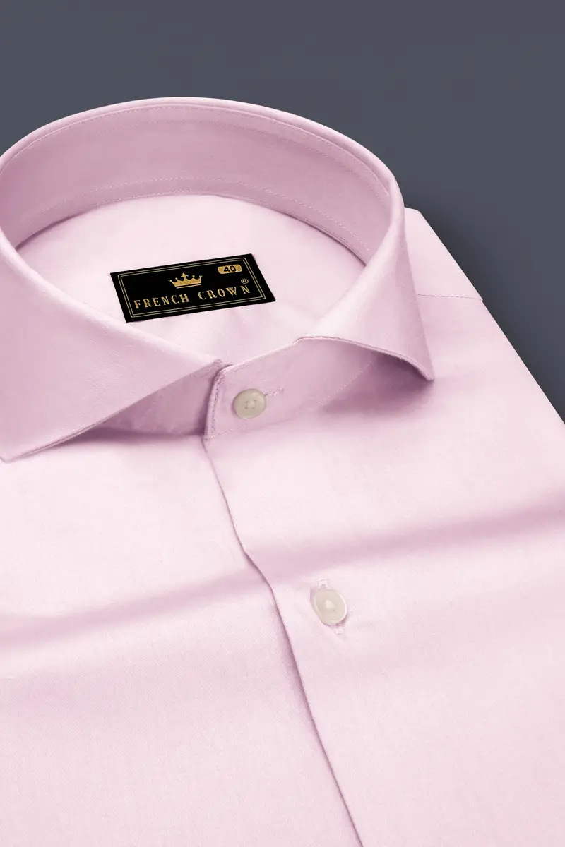 Rose Luxe-Thistle Pink Solid Subtle Sheen Super Soft Premium Cotton Cut Away Collar Dress Shirt 2