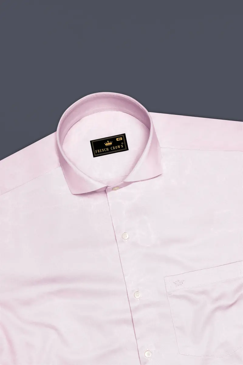 Rose Luxe-Thistle Pink Solid Subtle Sheen Super Soft Premium Cotton Cut Away Collar Dress Shirt 5