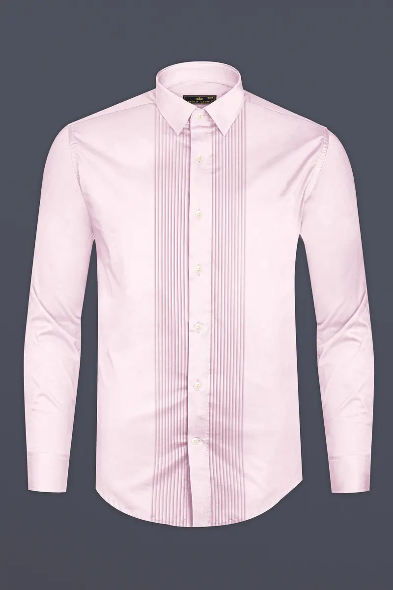 Rose Luxe-Thistle Pink Solid Subtle Sheen Super Soft Premium Cotton Tuxedo Shirt 6