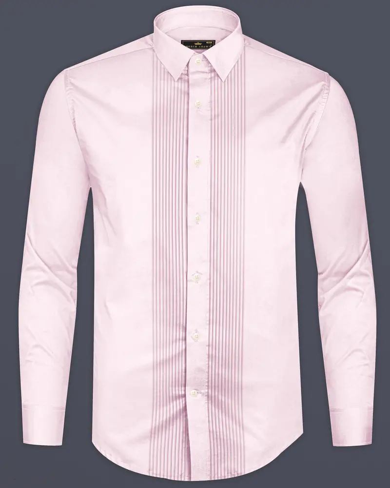 Rose Luxe-Thistle Pink Solid Subtle Sheen Super Soft Premium Cotton Tuxedo Shirt 8
