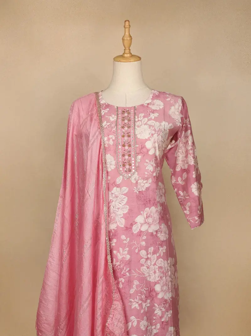 Rose Pink Floral Printed Salwar Suit 2