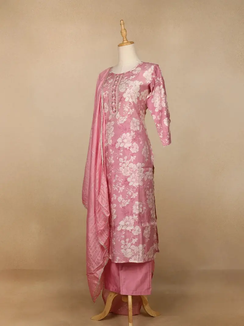 Rose Pink Floral Printed Salwar Suit 3