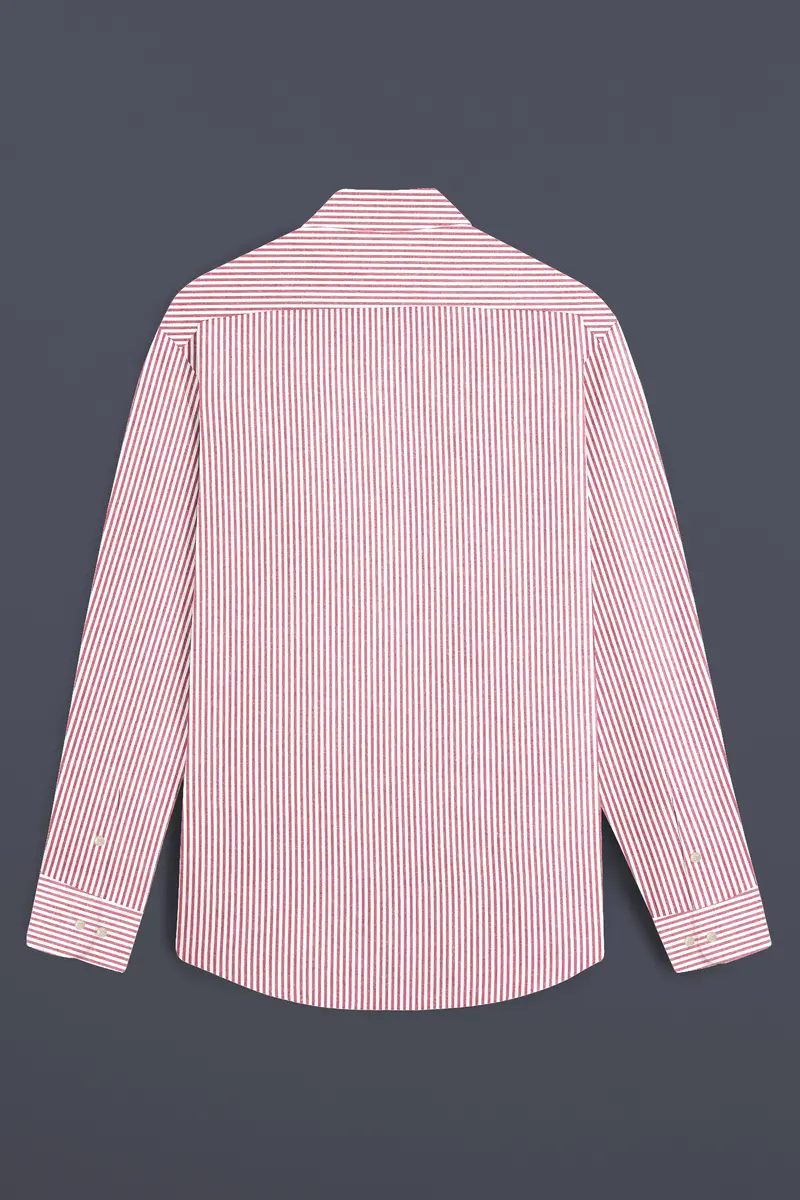 Rose Quartz-Cadillac Pink And Bright White Striped Oxford Premium Cotton Shirt 5