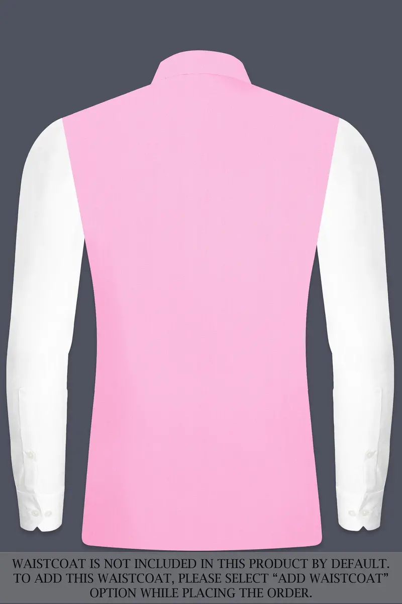 Rosé Reverie-Pestel Pink Solid Wool Rich Cross Placket Bandhgala Slight Stretch Suit 16