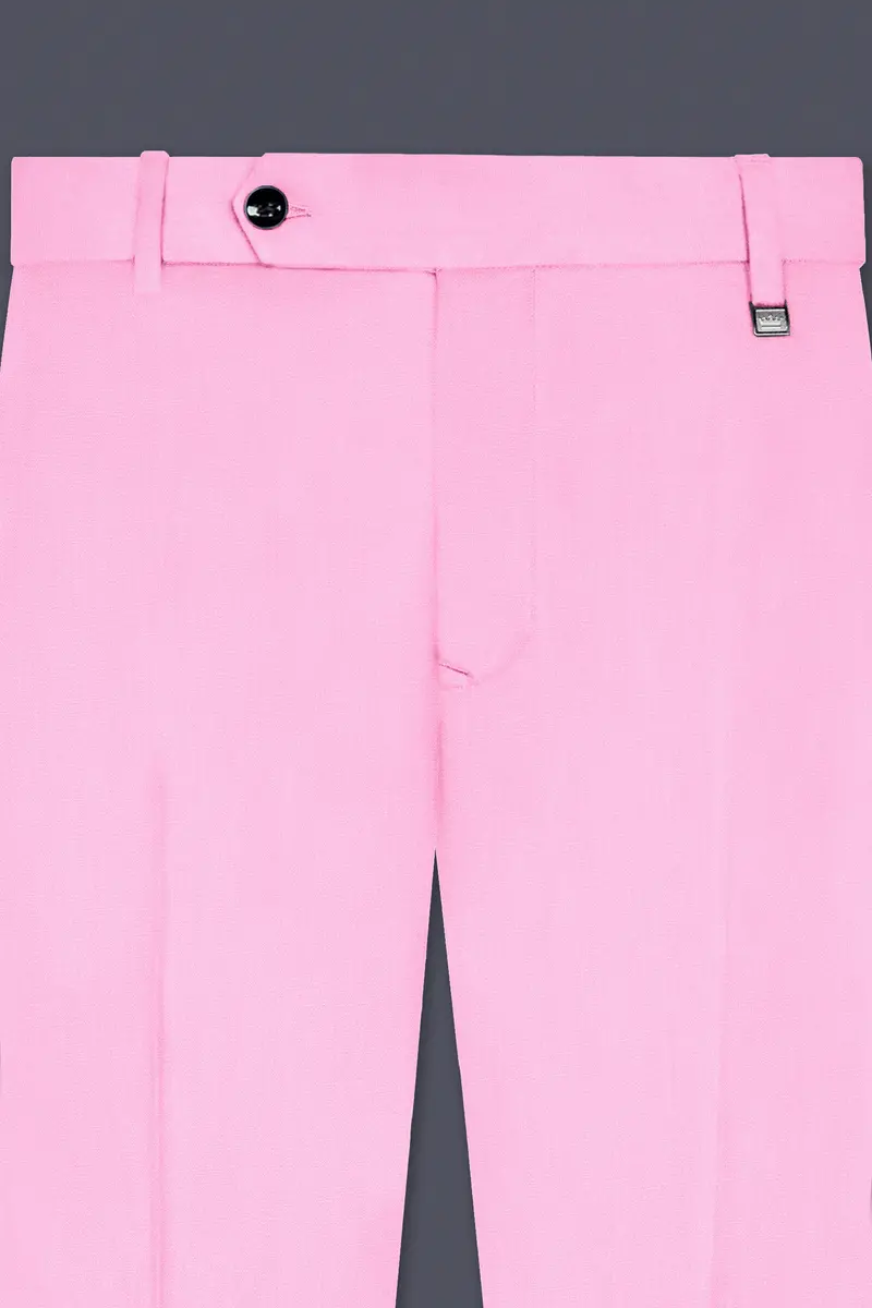 Rosé Reverie-Pestel Pink Solid Wool Rich Double Breasted Slight Stretch Suit 12
