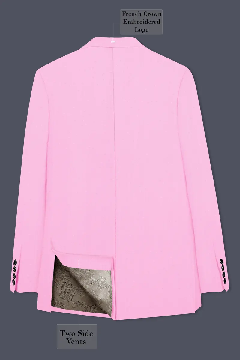 Rosé Reverie-Pestel Pink Solid Wool Rich Double Breasted Slight Stretch Suit 9