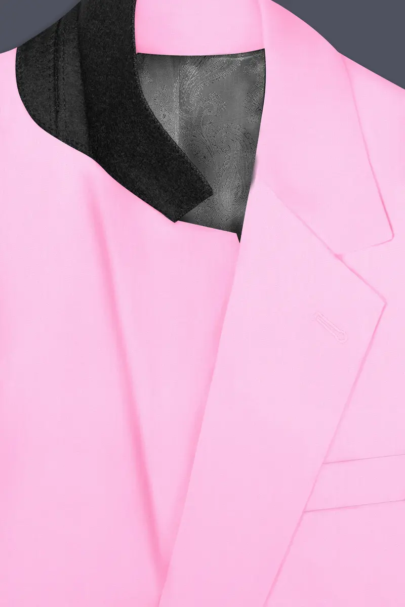 Rosé Reverie-Pestel Pink Solid Wool Rich Single Breasted Slight Stretch Blazer 5
