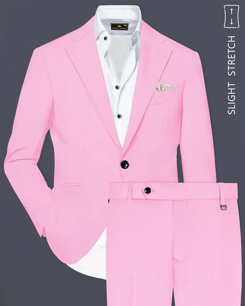 Rosé Reverie-Pestel Pink Solid Wool Rich Single Breasted Slight Stretch Suit 1