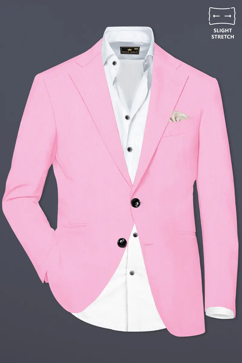 Rosé Reverie-Pestel Pink Solid Wool Rich Single Breasted Slight Stretch Suit 10