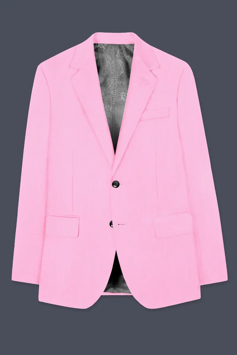 Rosé Reverie-Pestel Pink Solid Wool Rich Single Breasted Slight Stretch Suit 8