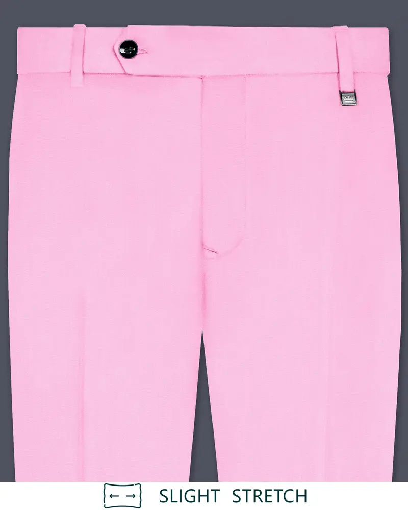 Rosé Reverie-Pestel Pink Solid Wool Rich Slight Stretch Waistband Pant 1