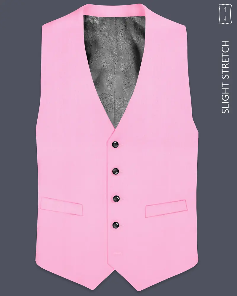 Rosé Reverie-Pestel Pink Solid Wool Rich Slight Stretch Waistcoat 1