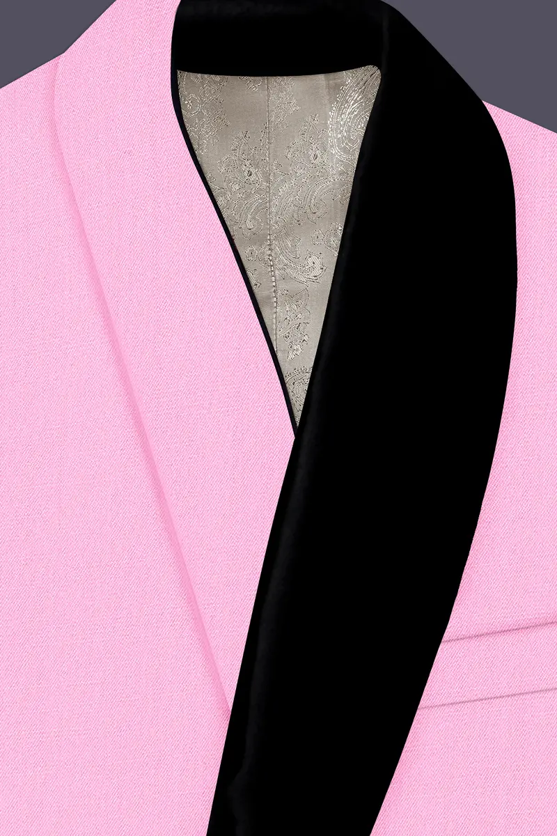 Rosé Reverie-Pestel Pink Solid Wool Rich Tuxedo Slight Stretch Blazer 5