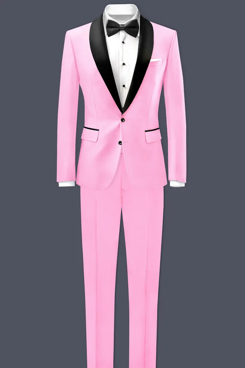Rosé Reverie-Pestel Pink Solid Wool Rich Tuxedo Slight Stretch Blazer 9