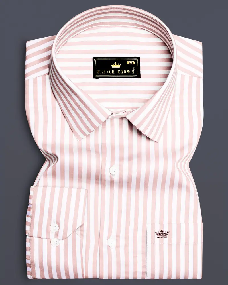 Roselure-Carousel Pink And Bright White Striped Subtle Sheen Super Soft Premium Cotton Dress Shirt 6