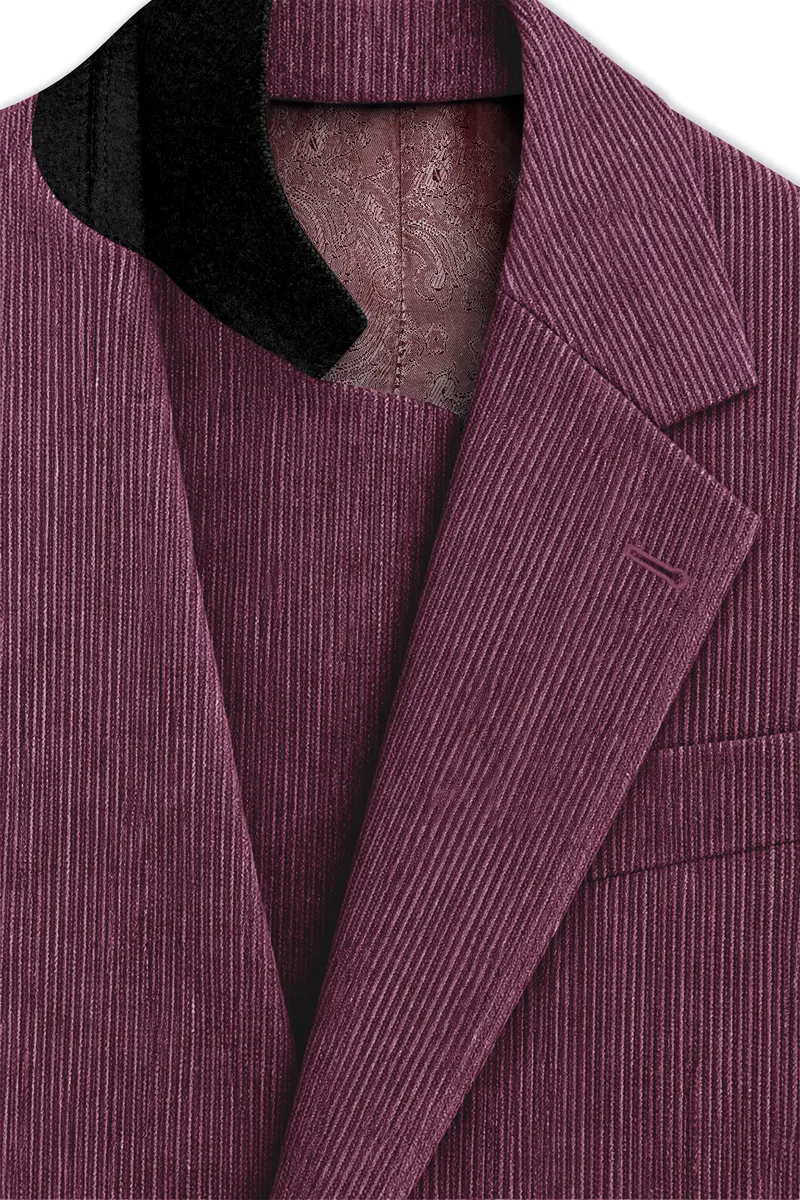 Roselux-Cosmic Pink Corduroy Premium Single Breasted Sports Blazer 5
