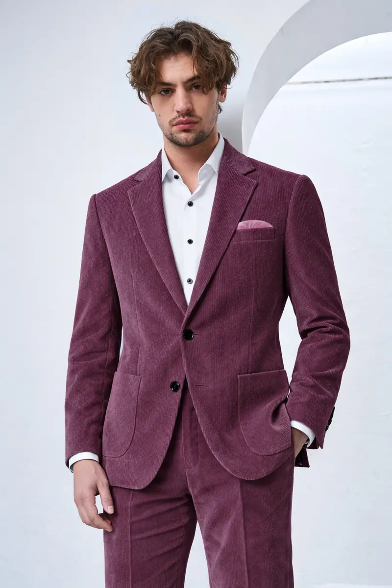 Roselux-Cosmic Pink Corduroy Premium Single Breasted Sports Suit 11