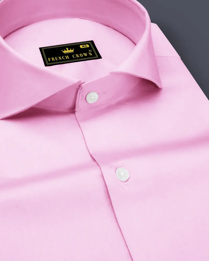 Rosevo-Pastel Pink Subtle Sheen Super Soft Premium Cotton Cut Away Collar Dress Shirt 1