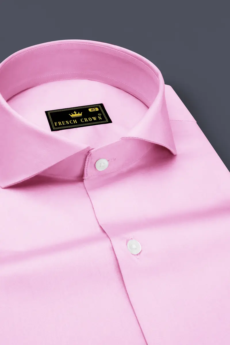 Rosevo-Pastel Pink Subtle Sheen Super Soft Premium Cotton Cut Away Collar Dress Shirt 2