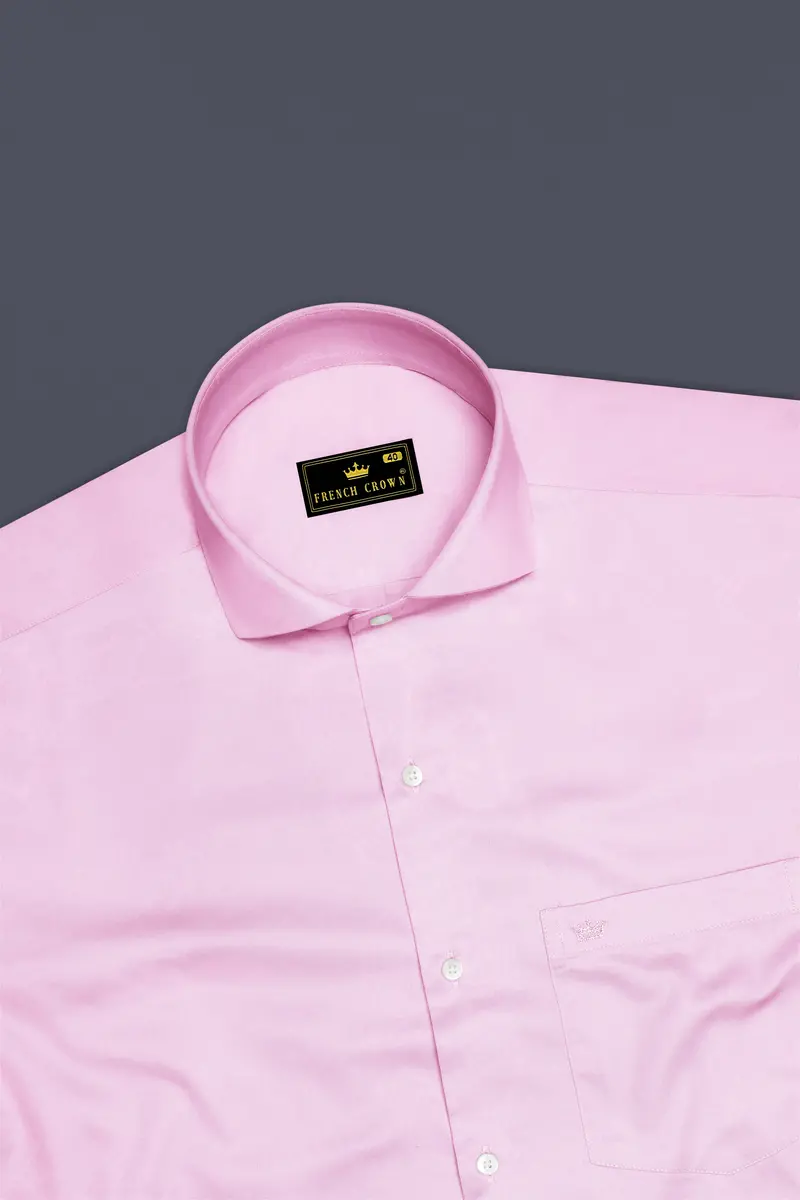 Rosevo-Pastel Pink Subtle Sheen Super Soft Premium Cotton Cut Away Collar Dress Shirt 5