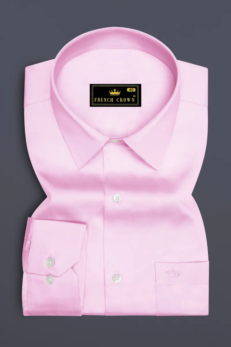 Rosevo-Pastel Pink Subtle Sheen Super Soft Premium Cotton Dress Shirt 4