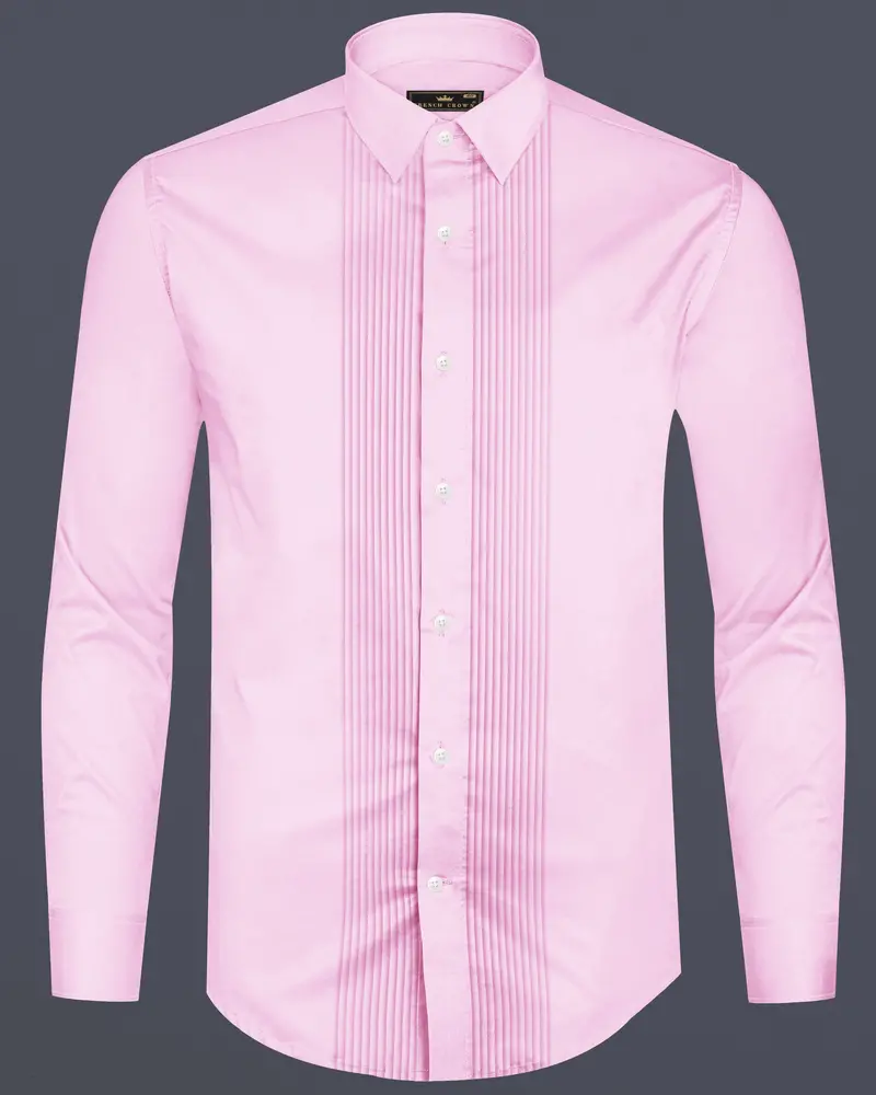 Rosevo-Pastel Pink Subtle Sheen Super Soft Premium Cotton Tuxedo Shirt 8