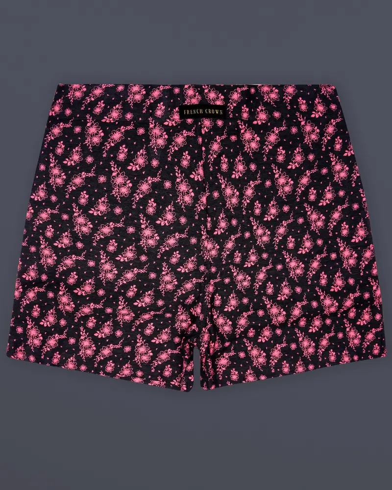 Rosewood-Cadillac Pink And Jade Black Printed Luxurious Linen Boxer 1