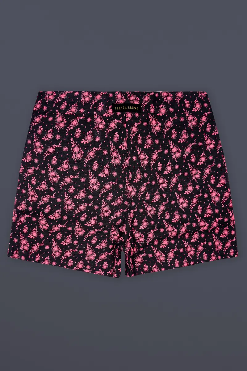 Rosewood-Cadillac Pink And Jade Black Printed Luxurious Linen Boxer 2