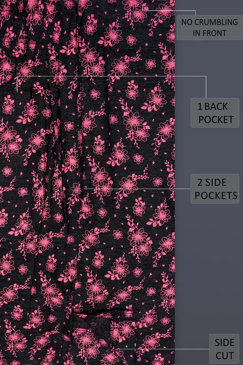 Rosewood-Cadillac Pink And Jade Black Printed Luxurious Linen Boxer 5