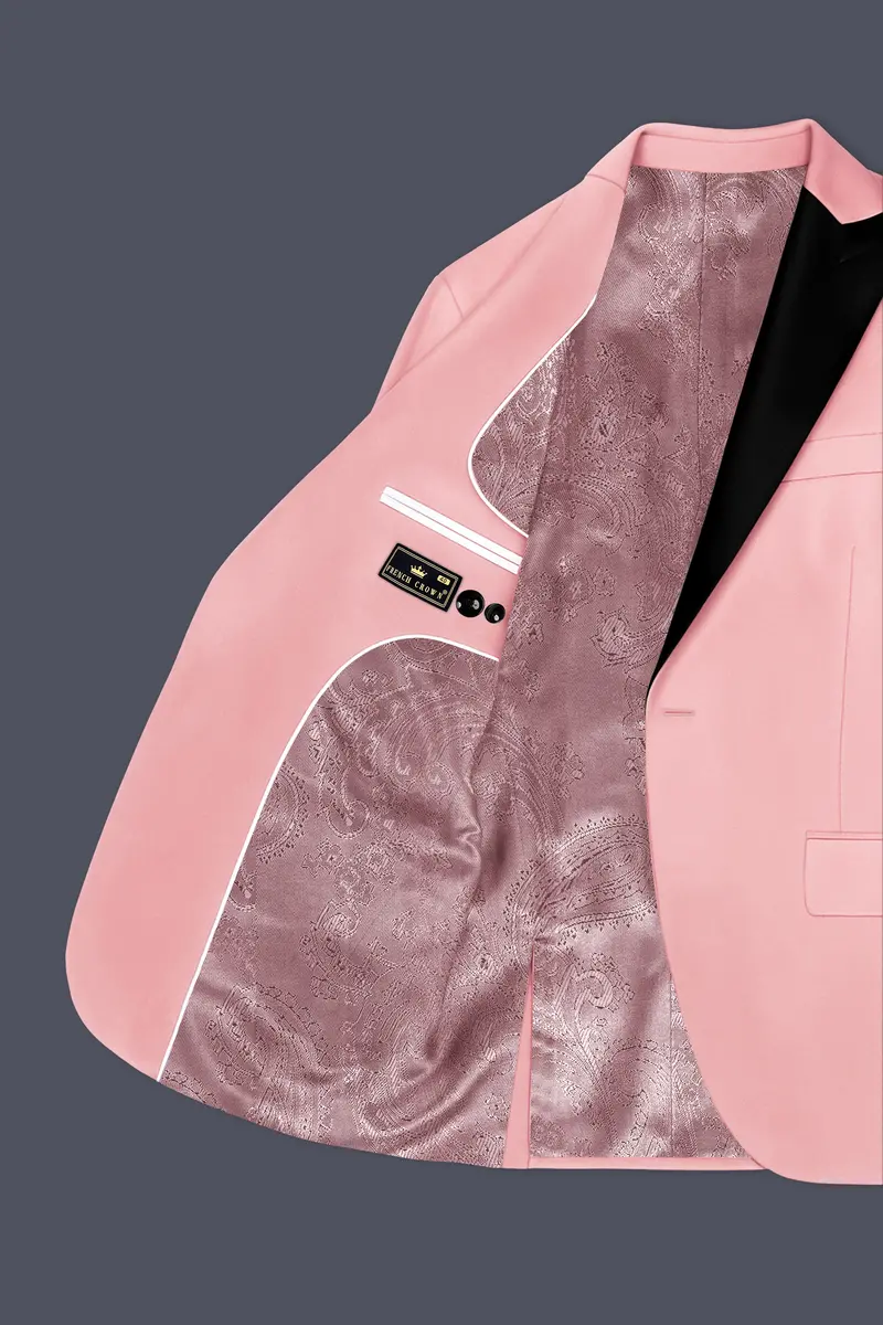 Rosivell-Careys Pink Velvet Peak Lapel Tuxedo Blazer 5