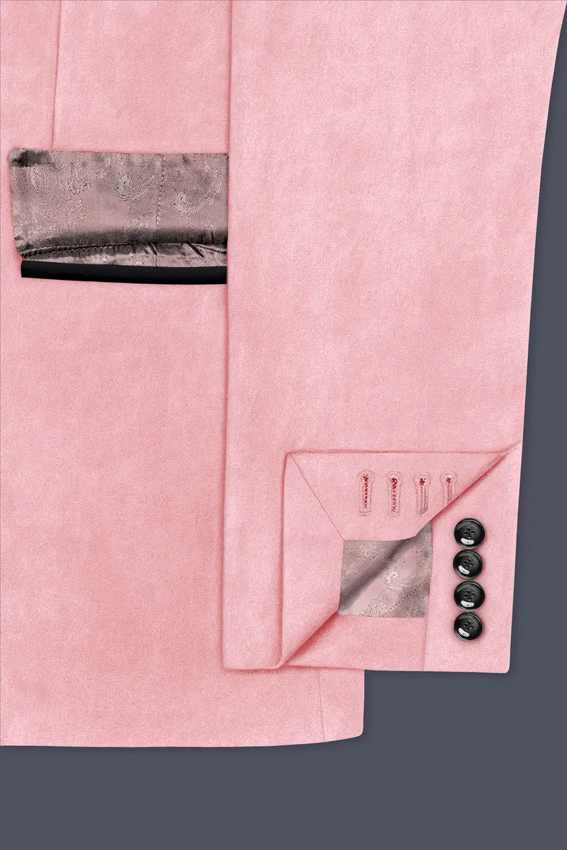 Rosivell-Careys Pink Velvet Peak Lapel Tuxedo Blazer 6