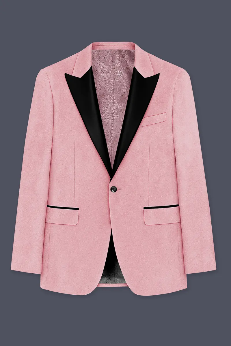 Rosivell-Careys Pink Velvet Peak Lapel Tuxedo Blazer 7