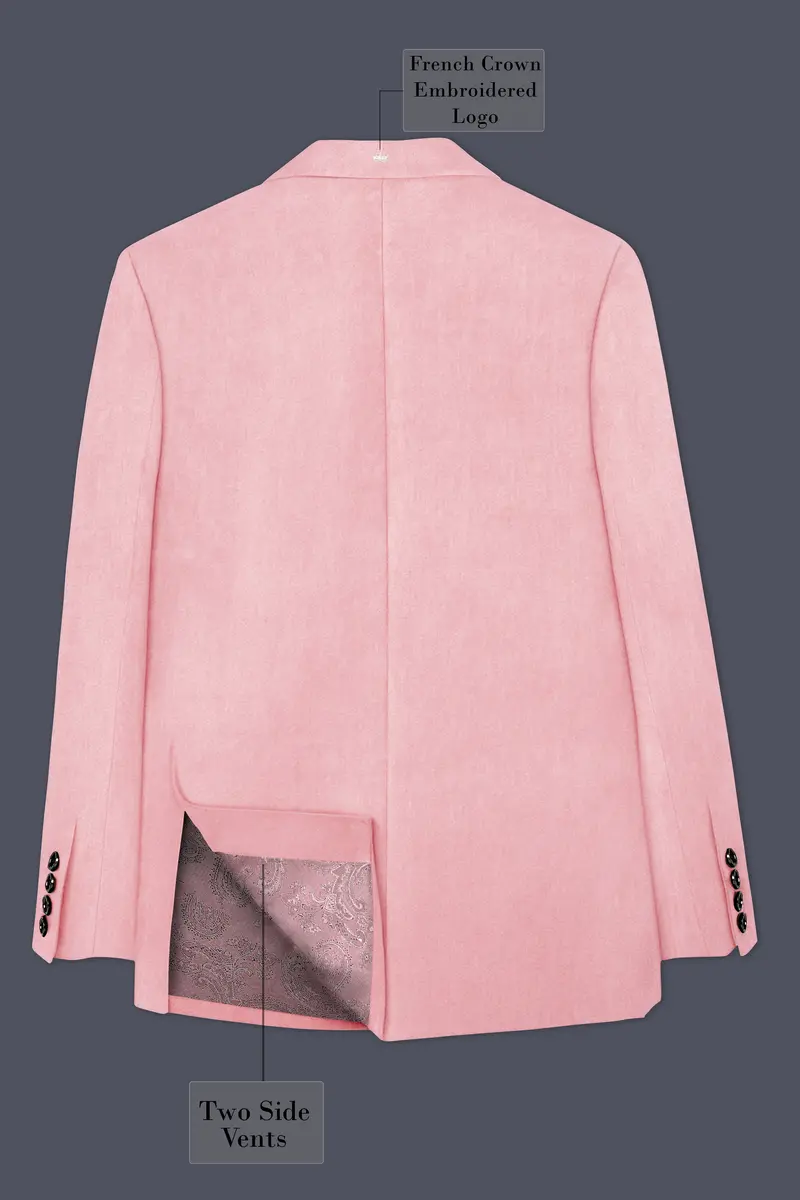 Rosivell-Careys Pink Velvet Peak Lapel Tuxedo Blazer 8