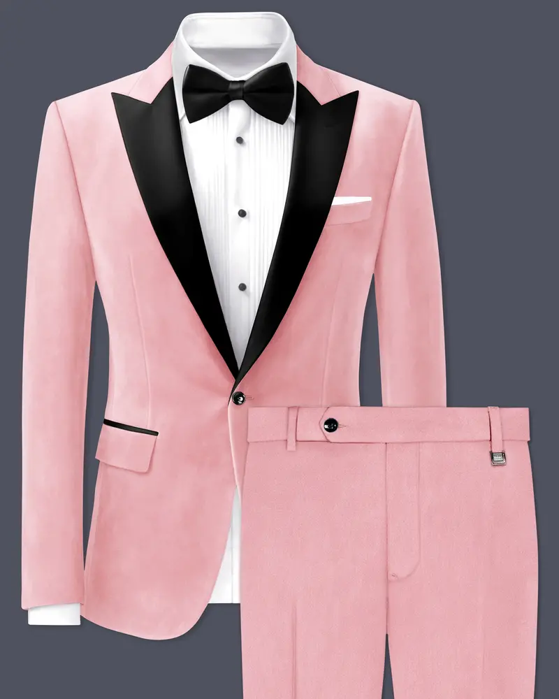 Rosivell-Careys Pink Velvet Peak Lapel Tuxedo Suit 1