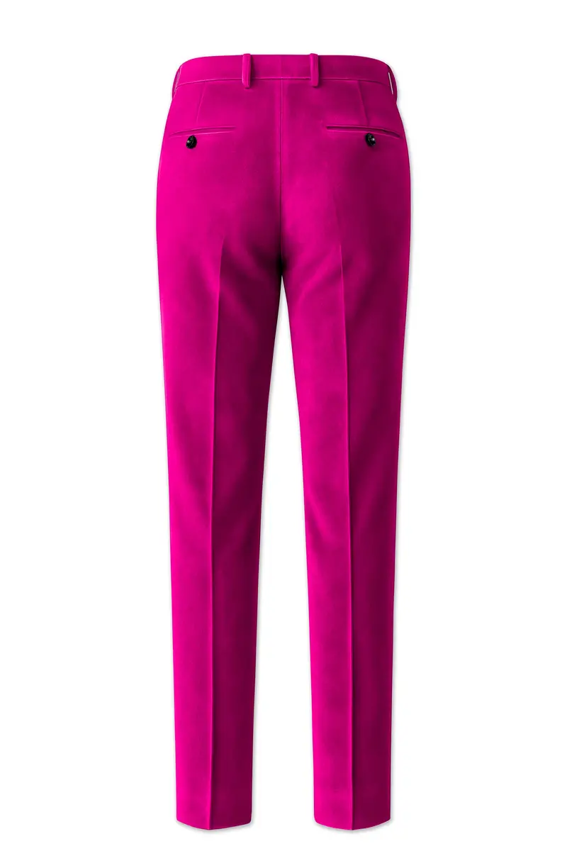 Rosivell-Fuchsia Pink Velvet Peak Lapel Tuxedo Suit 14