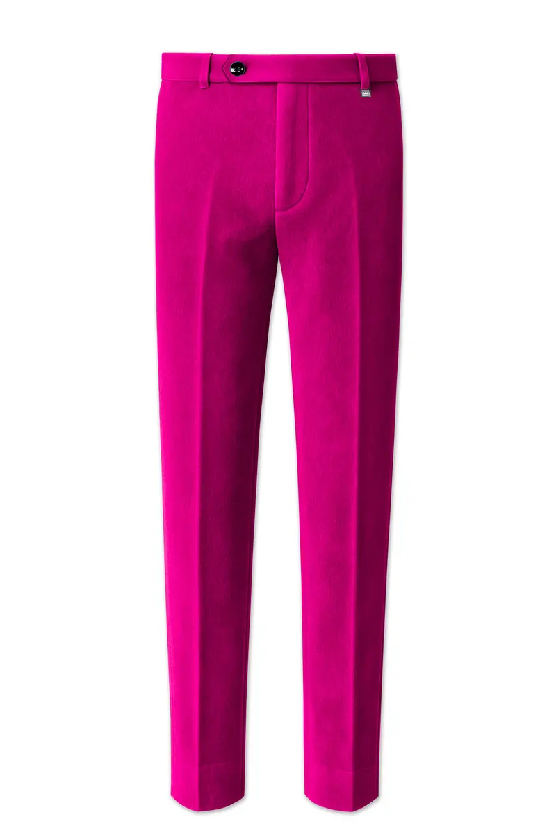 Rosivell-Fuchsia Pink Velvet Peak Lapel Tuxedo Suit 14