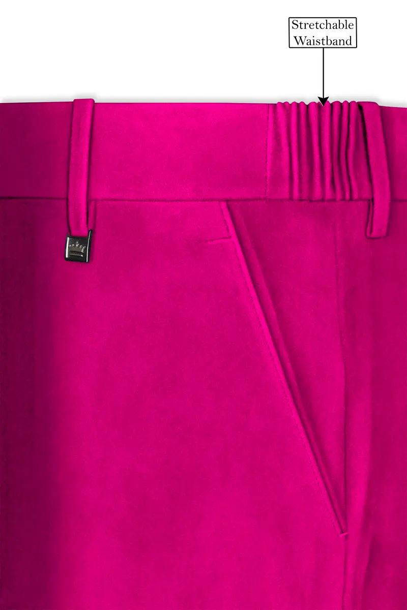 Rosivell-Fuchsia Pink Velvet Peak Lapel Tuxedo Suit 15