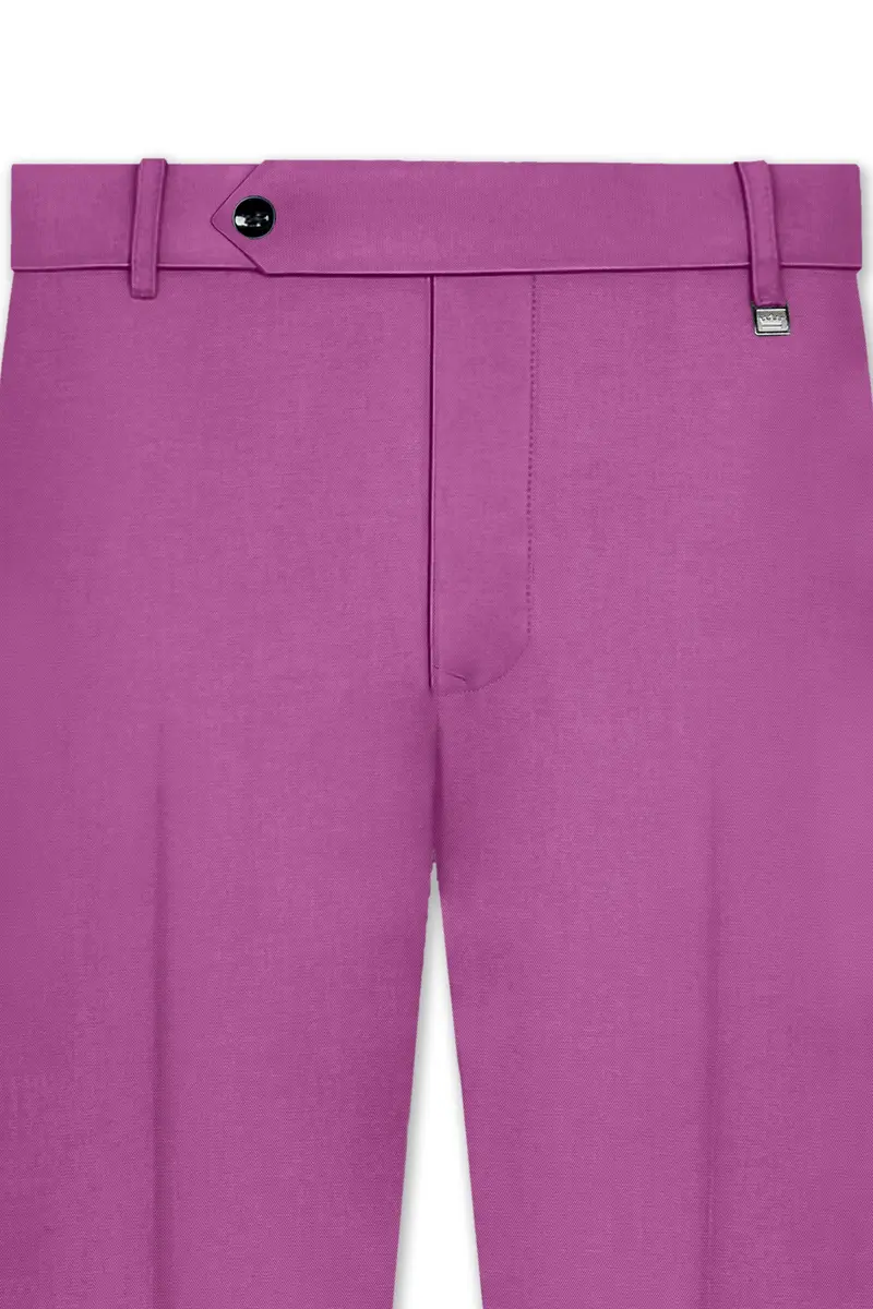 Rosvoy-Trendy Pink Wool Rich Bandhgala Slight Stretch Suit 11